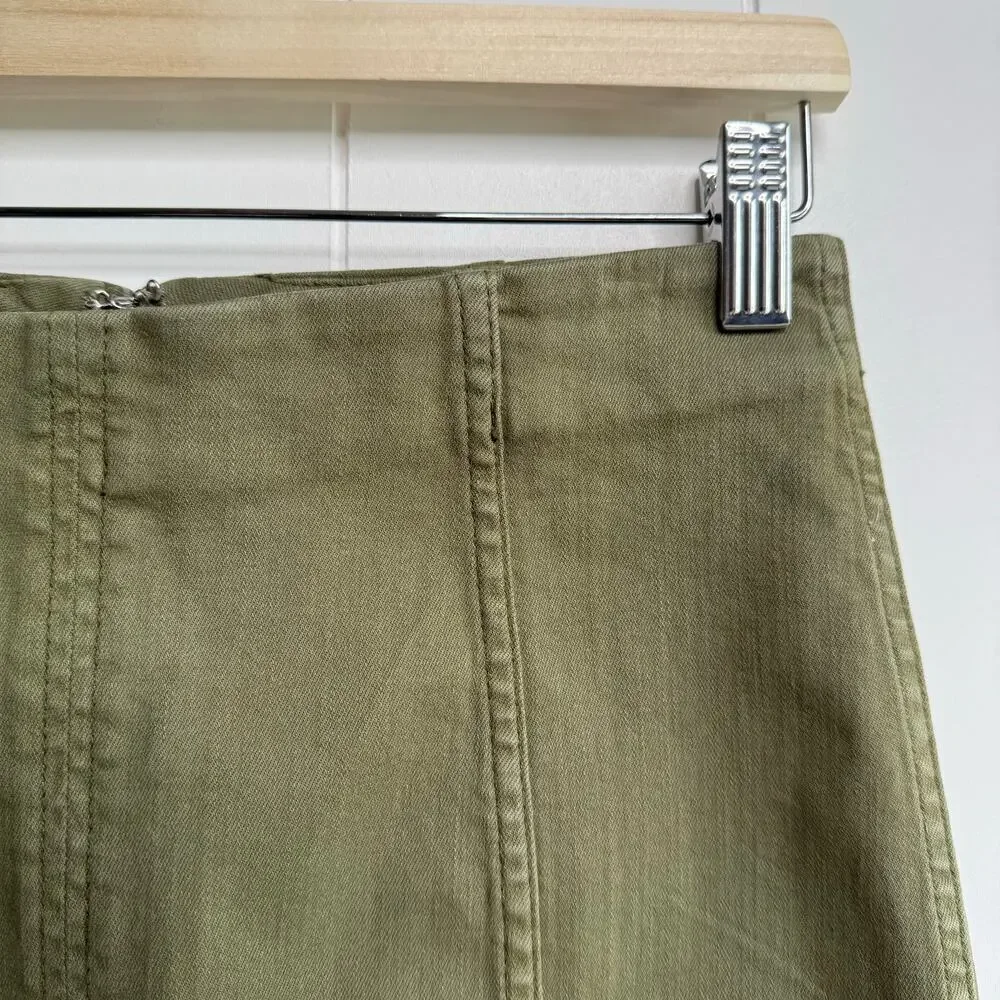 Free People mini skirt stretchy military green boho 4